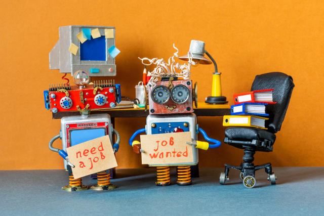 Two robots looking for jobs